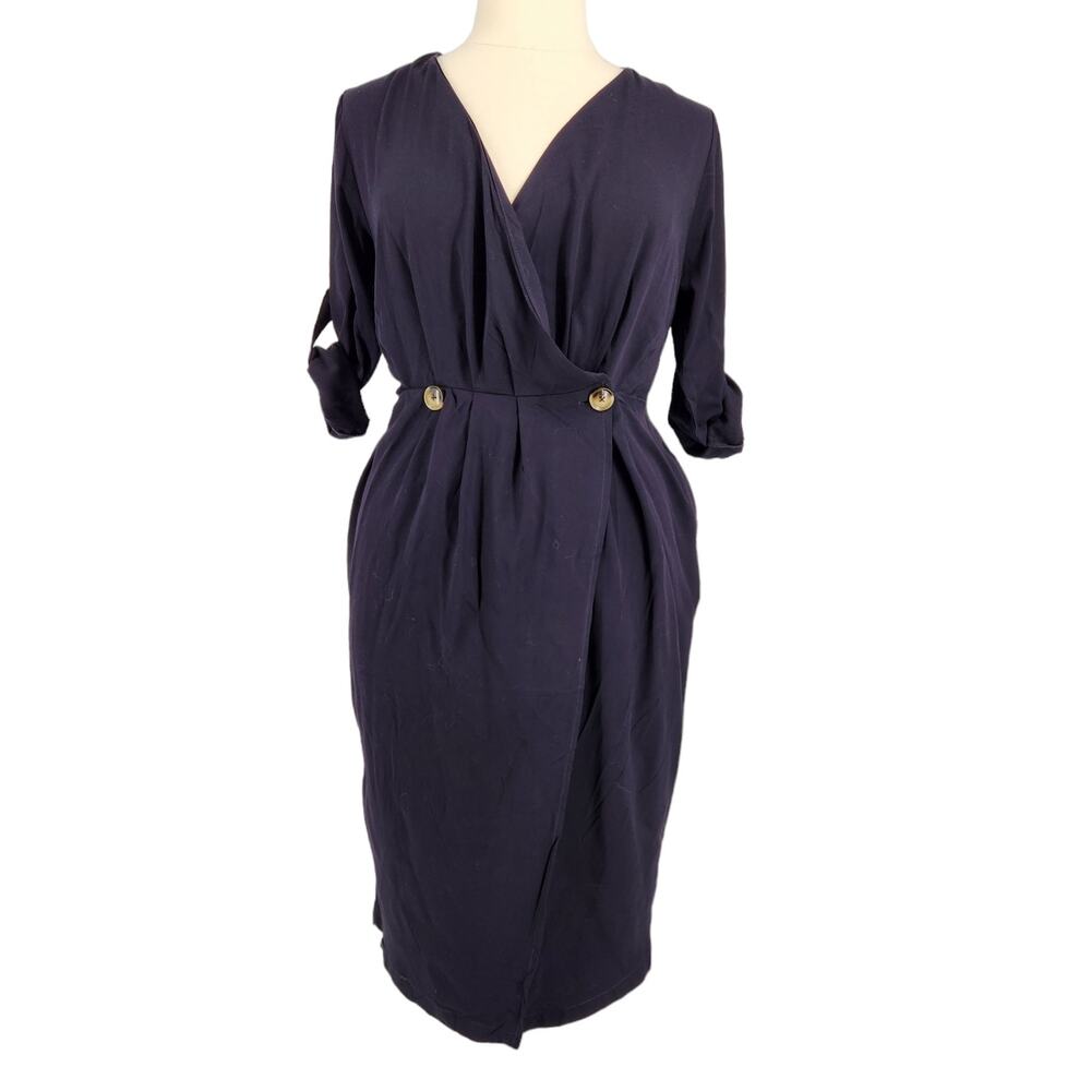 SALE Hayden Los Angeles Blazer Dress Navy Blue Wrap Front Size Large NWT!